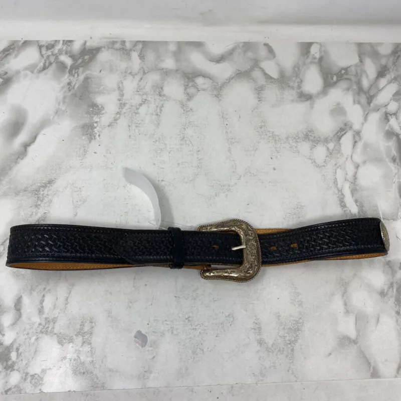 BRAVE LEATHER WOMEN'S BELT black gold 30" sold by The Comeback