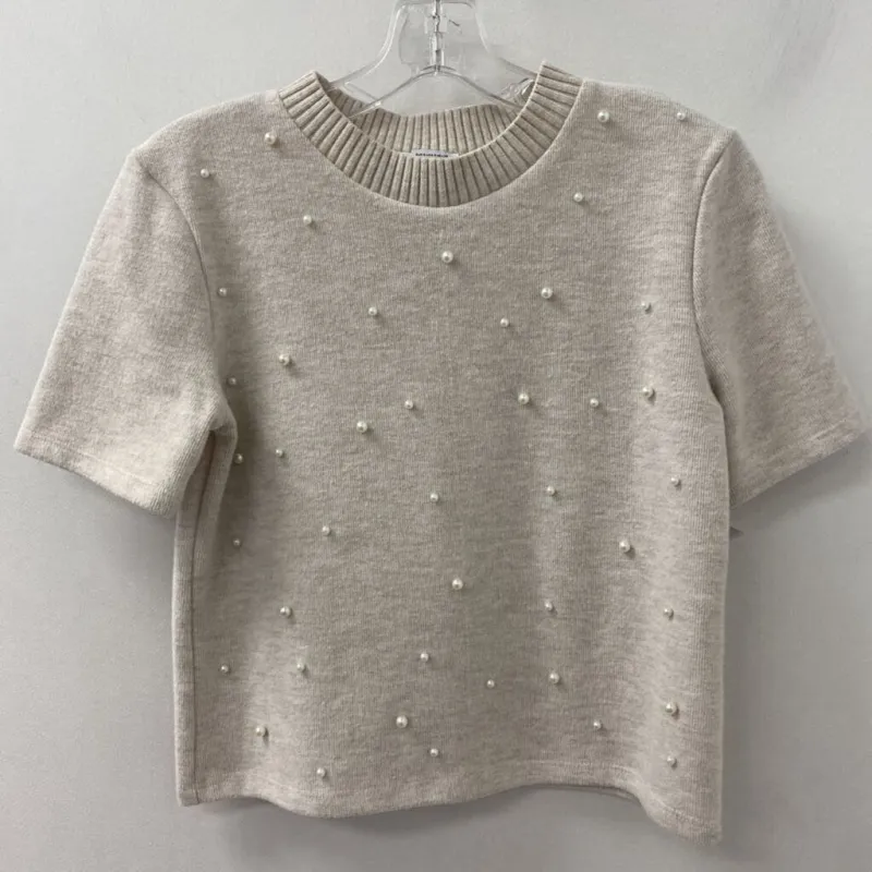 ZARA WOMEN'S TOP beige white S made by Zara