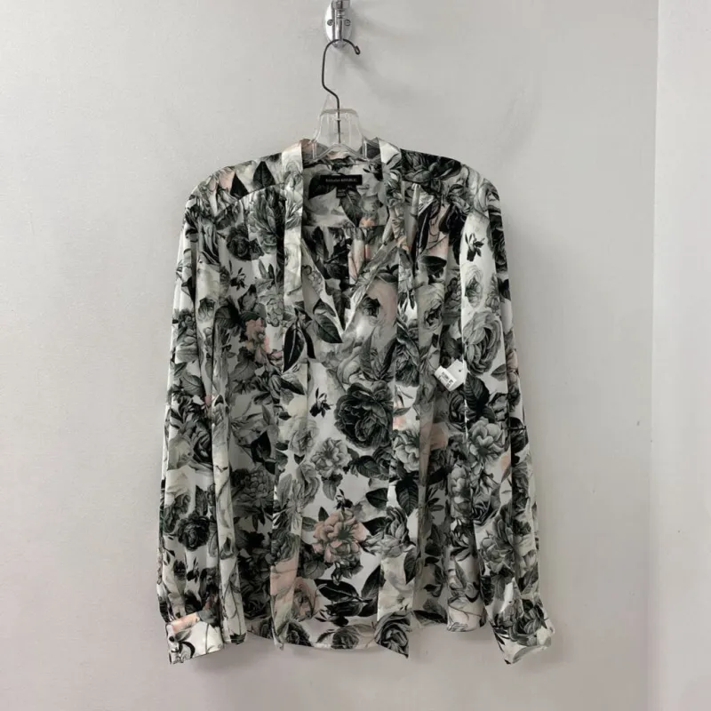 Banana Republic WOMEN'S BLOUSE/SHIRT white grey pink M made by Banana Republic