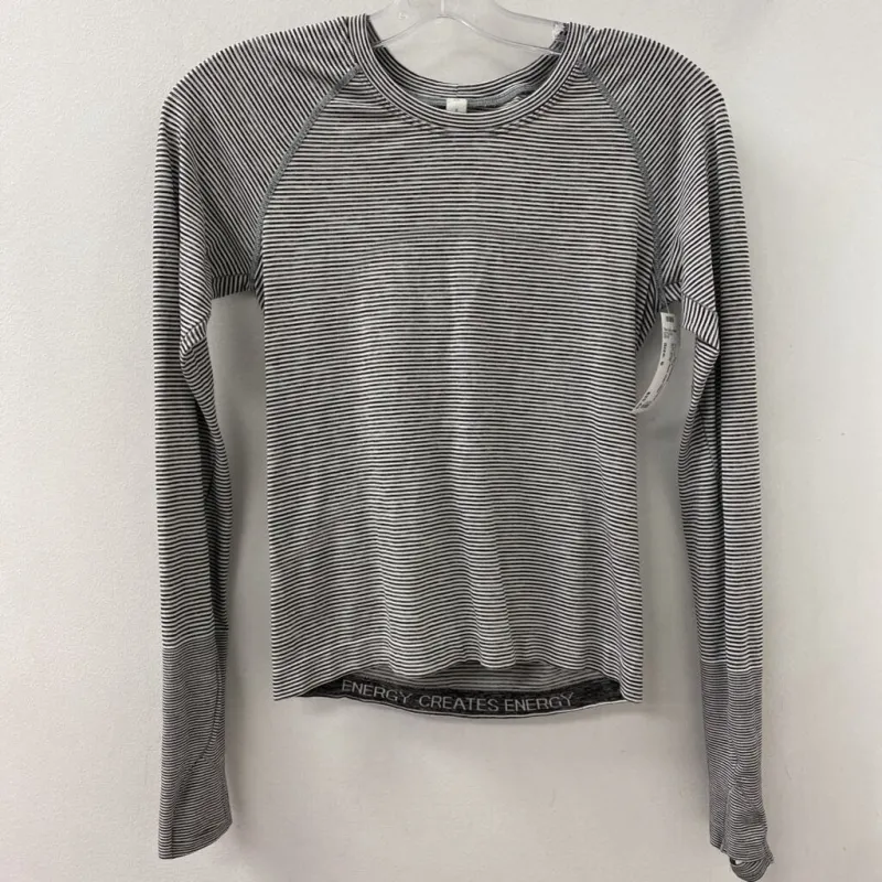 LULULEMON WOMEN'S ACTIVE TOP black white stripe 6 made by Lululemon