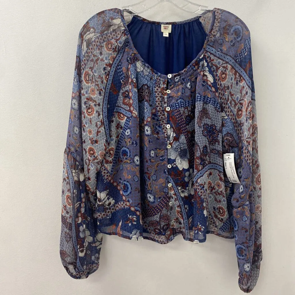 WOMEN'S BLOUSE/SHIRT blue pink print L sold by The Comeback
