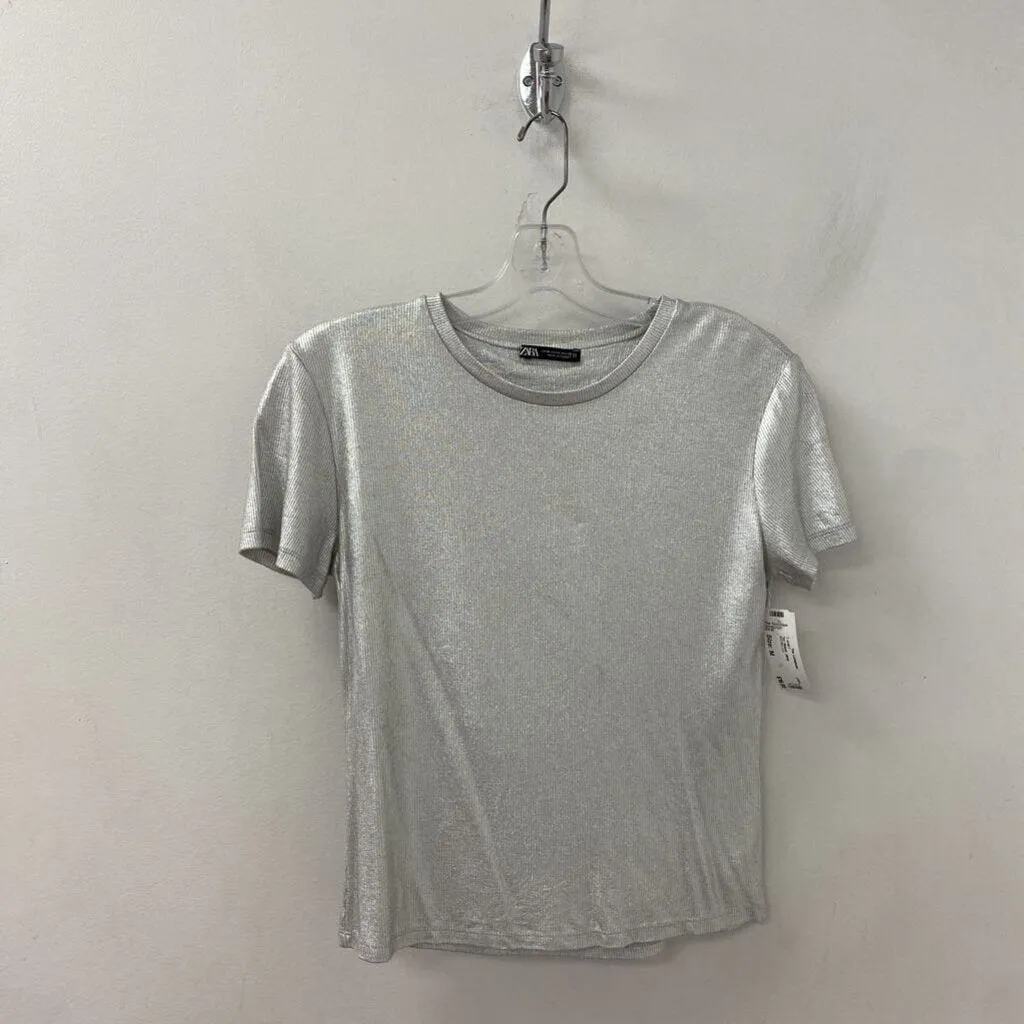 ZARA WOMEN'S T-SHIRT silver M sold by The Comeback