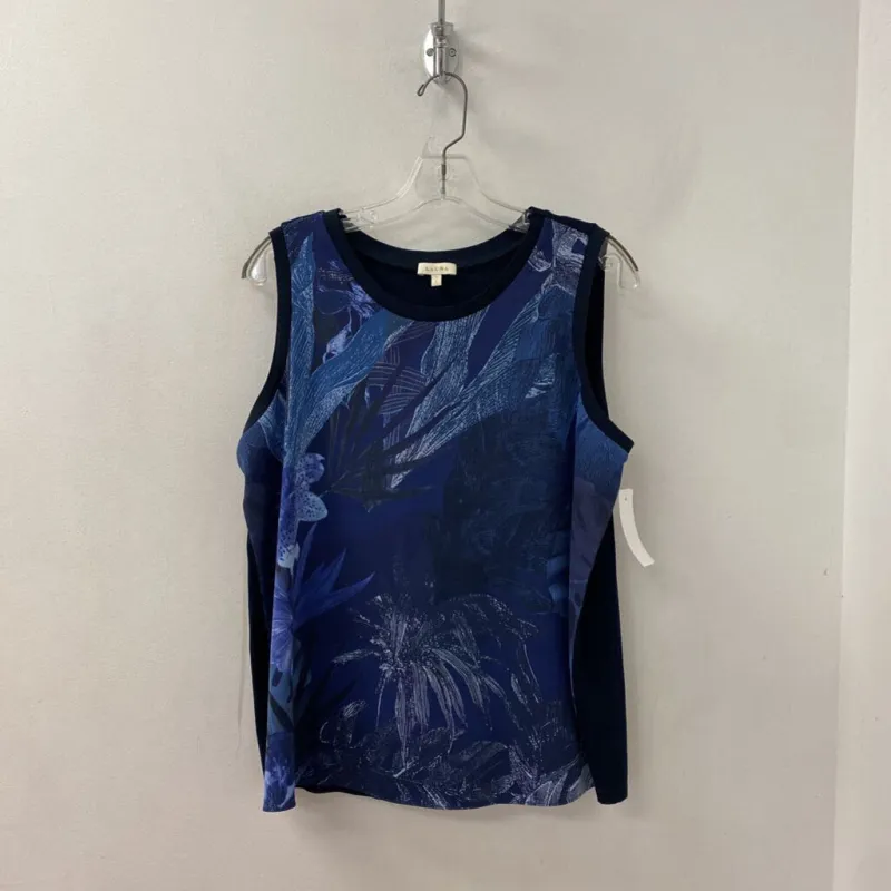 LAURA WOMEN'S TANK/CAMI blue tropical print L made by Laura