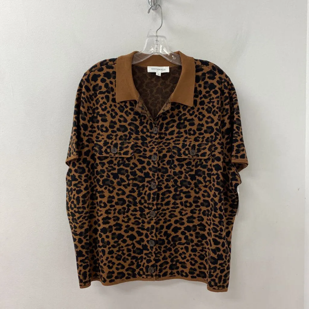 ADDITION ELLE WOMEN'S PLUS TOP brown blackleopard print 2X sold by The Comeback