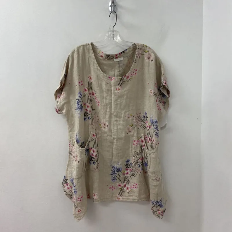 made in Italy WOMEN'S BLOUSE/SHIRT beige multi floral L made by The Comeback