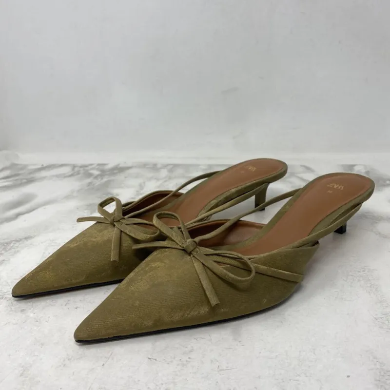 ZARA WOMEN'S HEELS olive 6 made by Zara