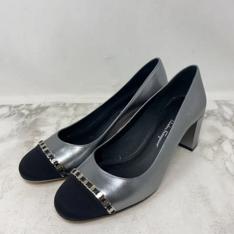 Salvatore Ferragamo WOMEN'S FOOTWEAR silver black 10 made by The Comeback