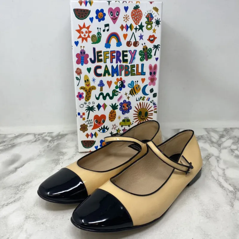 JEFFREY CAMPBELL WOMEN'S FLATS beige black 11 made by Jeffrey Campbell