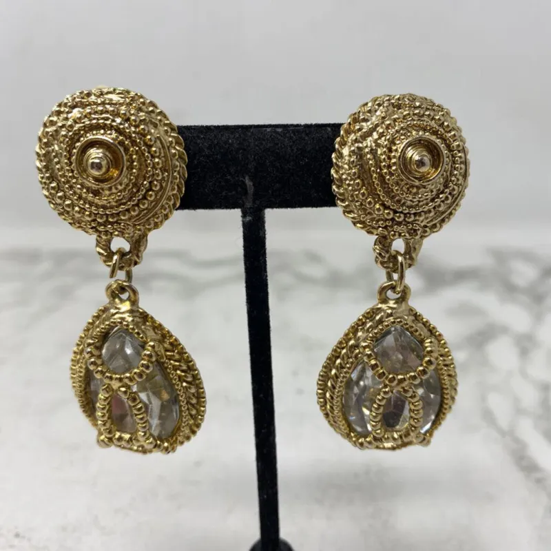 TARYN ROSE WOMEN'S EARRINGS gold clear made by Taryn Rose