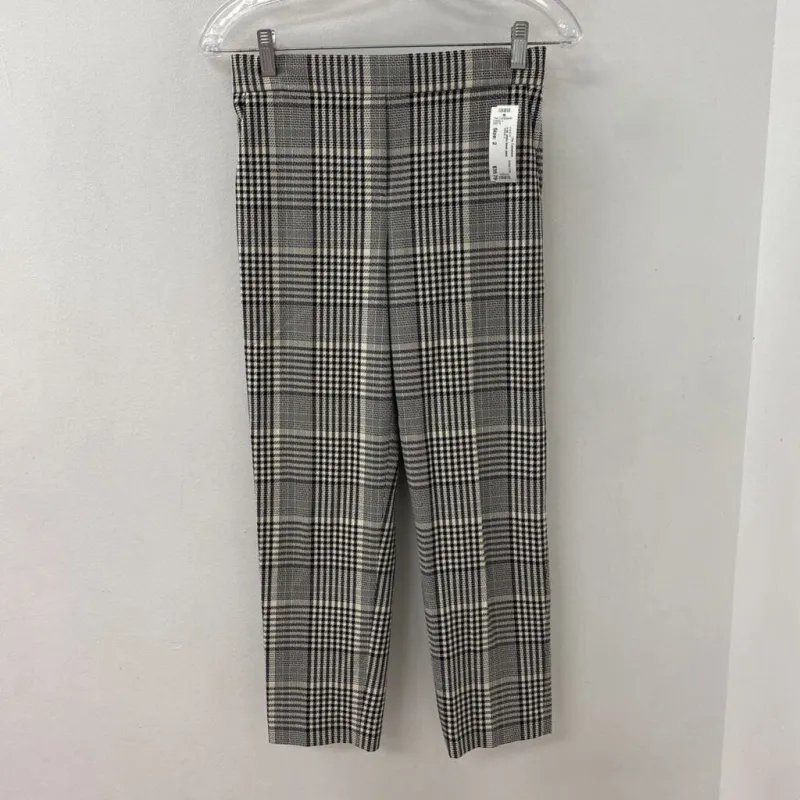 BABATON WOMEN'S PANTS white black plaid 2 made by Babaton