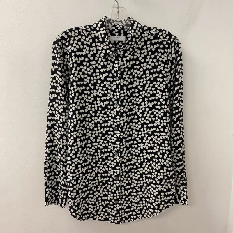 EQUIPMENT WOMEN'S BLOUSE/SHIRT black white heart print S made by Equipment
