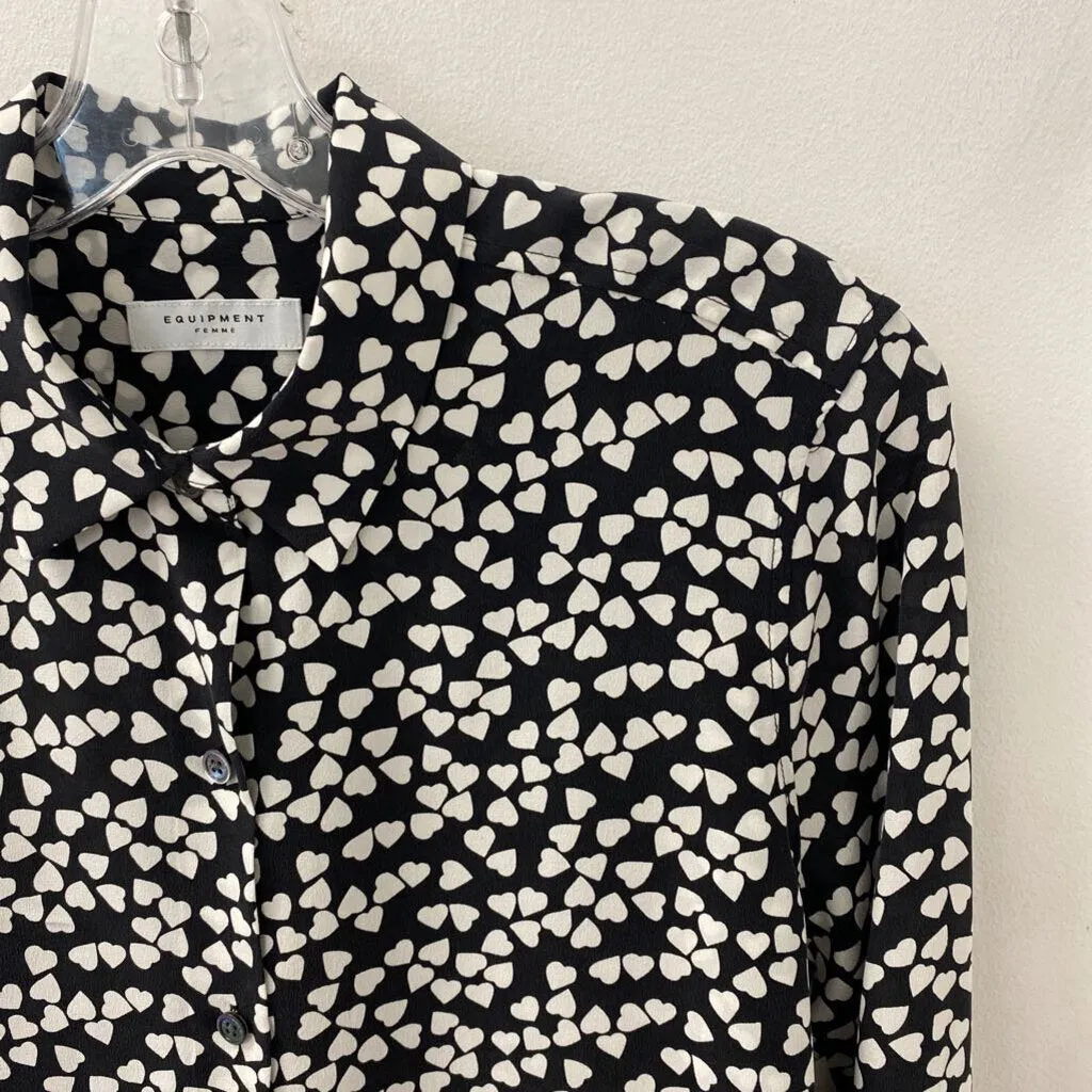 EQUIPMENT WOMEN'S BLOUSE/SHIRT black white heart print S sold by The Comeback product image thumbnail 2