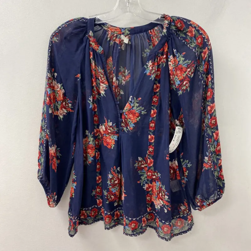 JOIE WOMEN'S BLOUSE/SHIRT navy red green M made by Joie