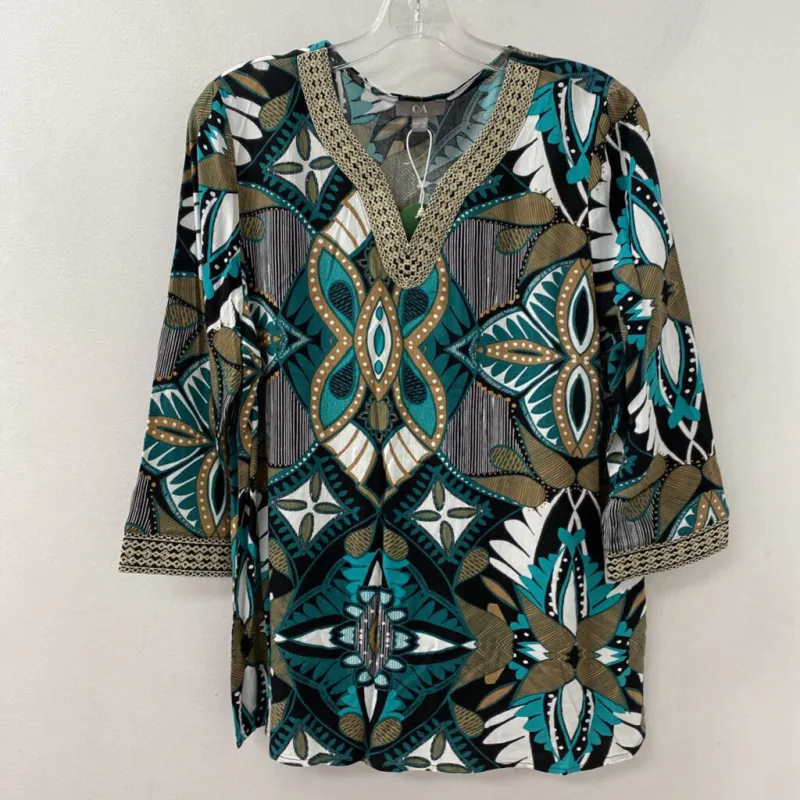 C&A WOMEN'S BLOUSE/SHIRT white breen tan S/38 made by C&A