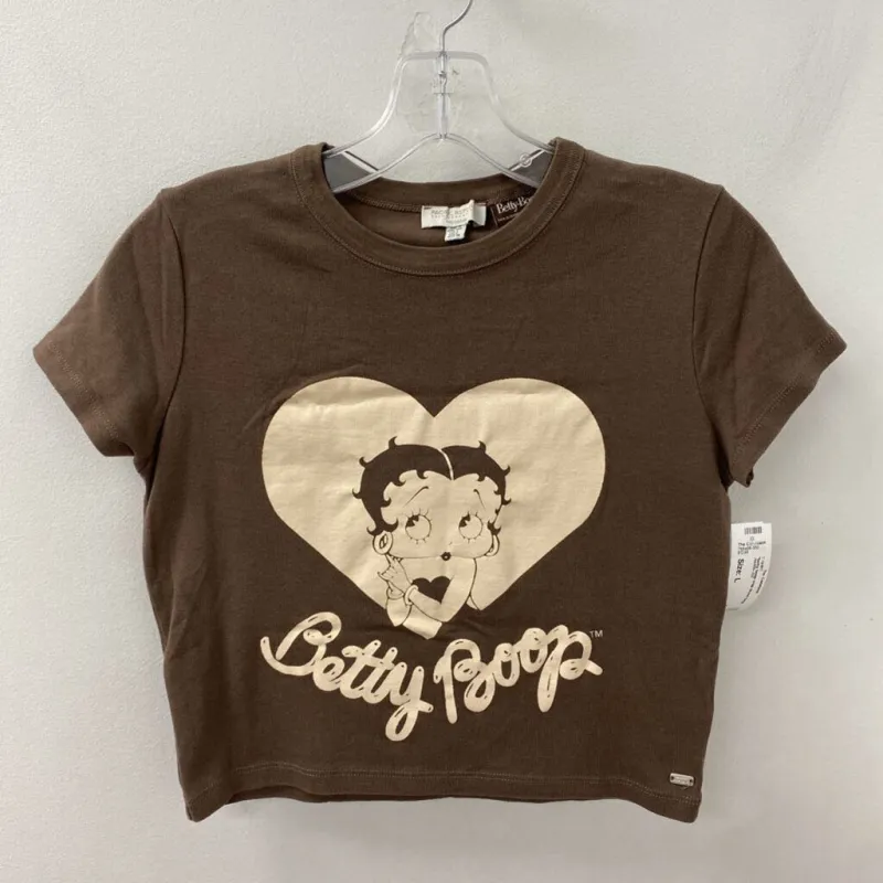 WOMEN'S T-SHIRT brown beige L made by The Comeback