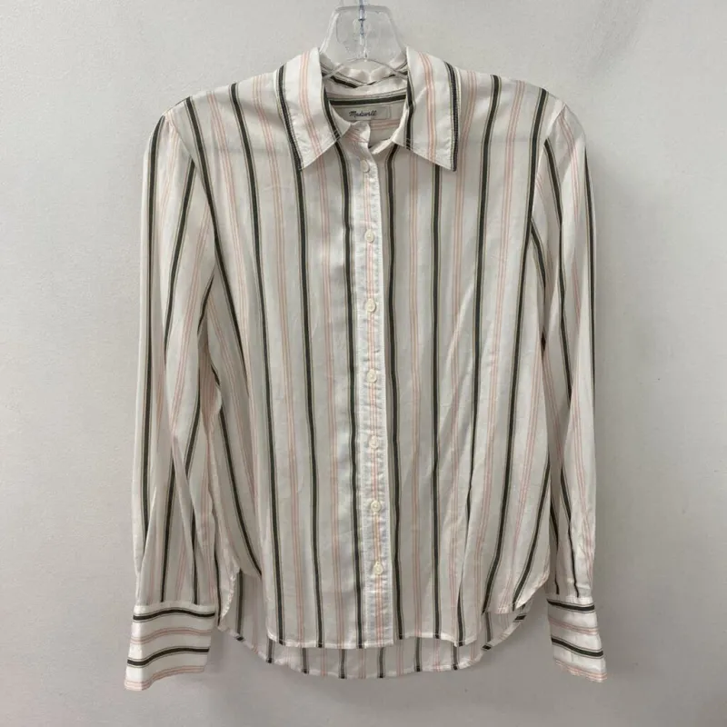 MADEWELL WOMEN'S BLOUSE/SHIRT white green pink stripe 0 made by The Comeback