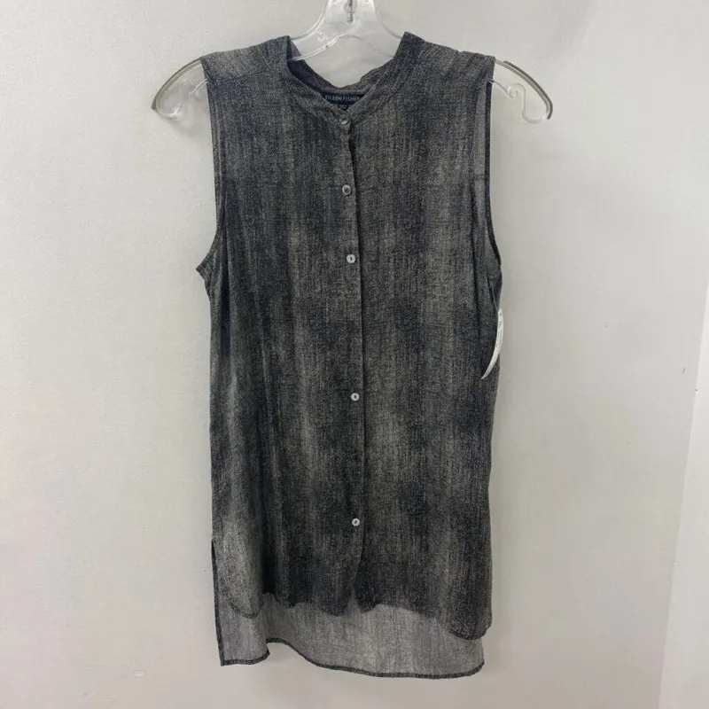 EILEEN FISHER WOMEN'S BLOUSE/SHIRT grey white M made by Eileen Fisher