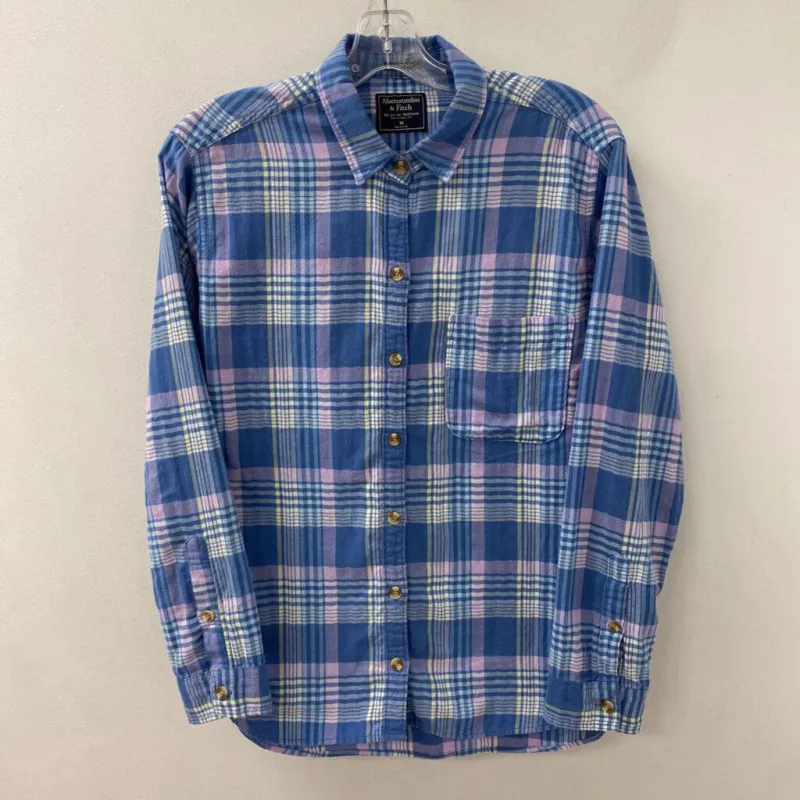 ABERCROMBIE & FITCH WOMEN'S BLOUSE/SHIRT blue plaid M made by Abercrombie & Fitch