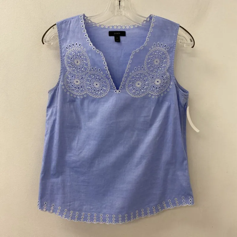 J CREW WOMEN'S BLOUSE/SHIRT blue white 4 made by J. Crew