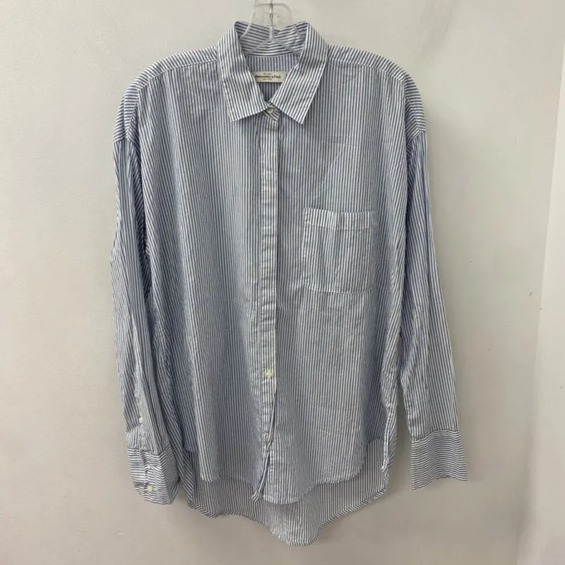 ABERCROMBIE & FITCH WOMEN'S BLOUSE/SHIRT white blue S made by Abercrombie & Fitch