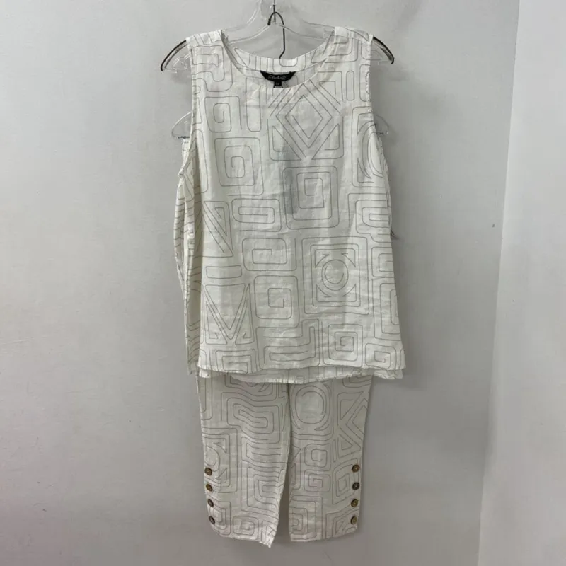 CHARLIE B WOMEN'S SUIT/OUTFIT white grey pirnt L/M made by Charlie B