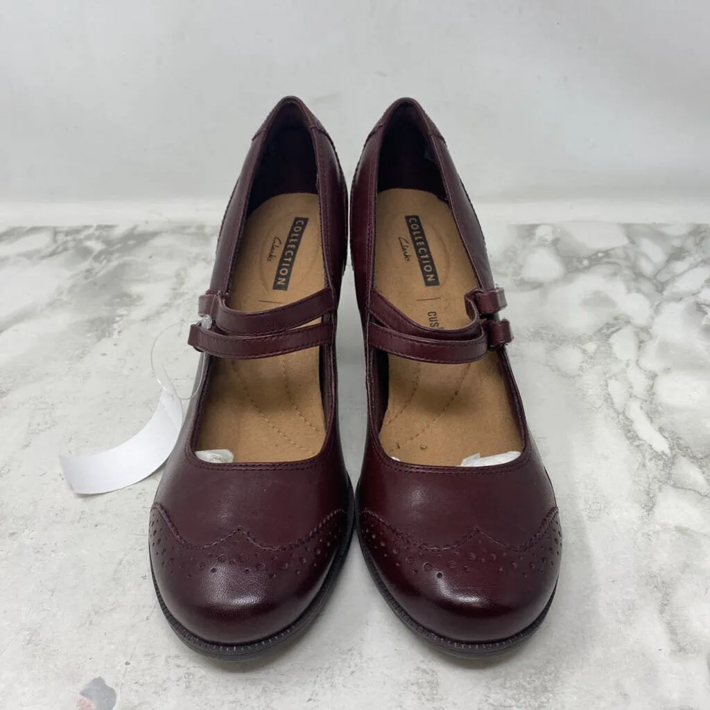 CLARKS WOMEN'S HEELS burgundy 9 sold by The Comeback