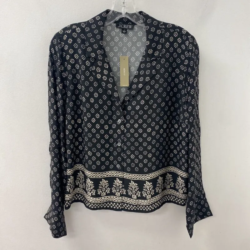 J CREW WOMEN'S BLOUSE/SHIRT black white S made by J. Crew