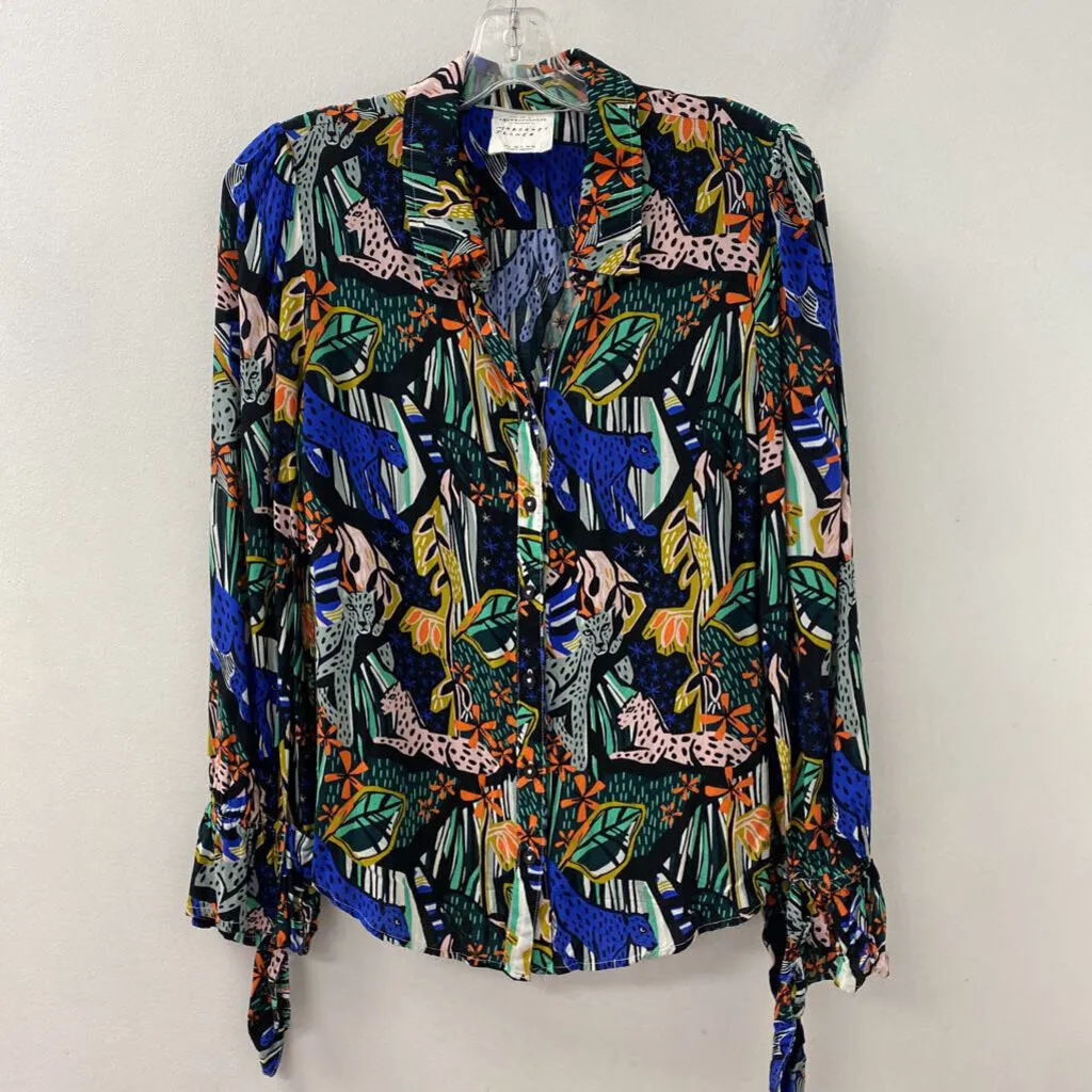 ANTHROPOLOGIE WOMEN'S BLOUSE/SHIRT black orange blue green 8 sold by The Comeback