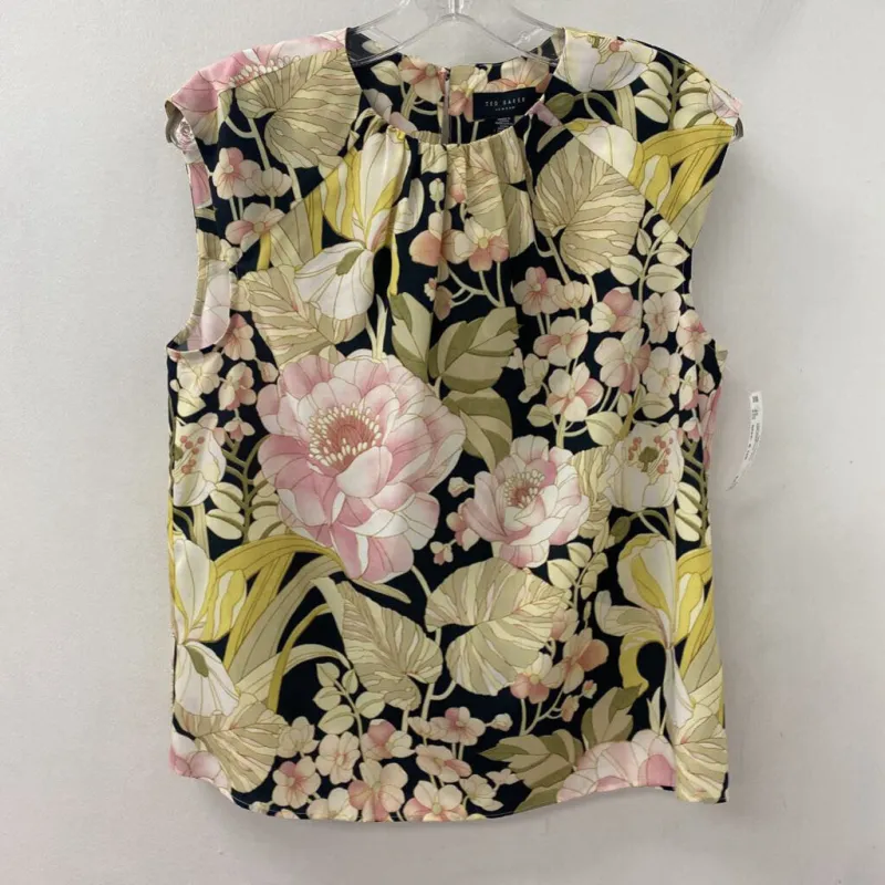 TED BAKER WOMEN'S TANK/CAMI black multi floral 6 US made by Ted Baker