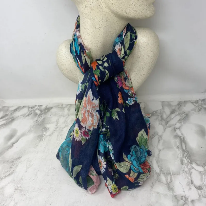 WOMEN'S SCARF/SHAWL navy orange green made by The Comeback