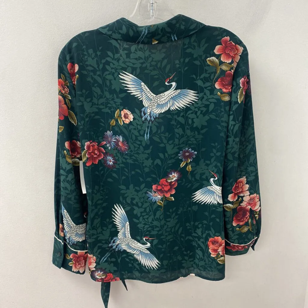 ZARA WOMEN'S BLOUSE/SHIRT green bird & floral print L sold by The Comeback product image thumbnail 3