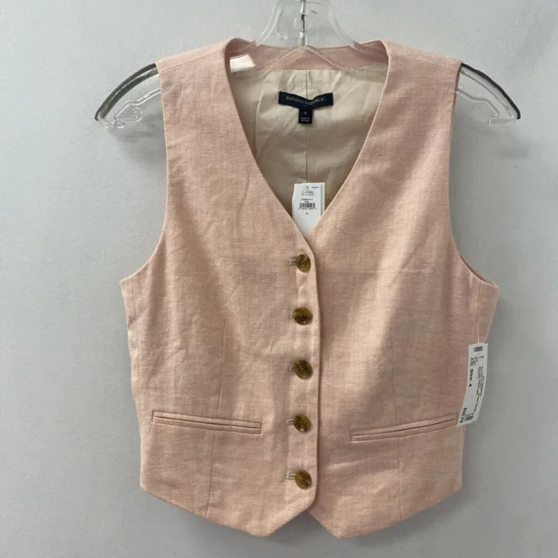 Banana Republic WOMEN'S BLAZER/JACKET pink herringbone 4 made by Banana Republic