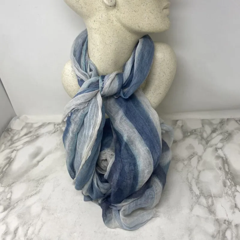 WOMEN'S SCARF/SHAWL blue white stripe made by The Comeback