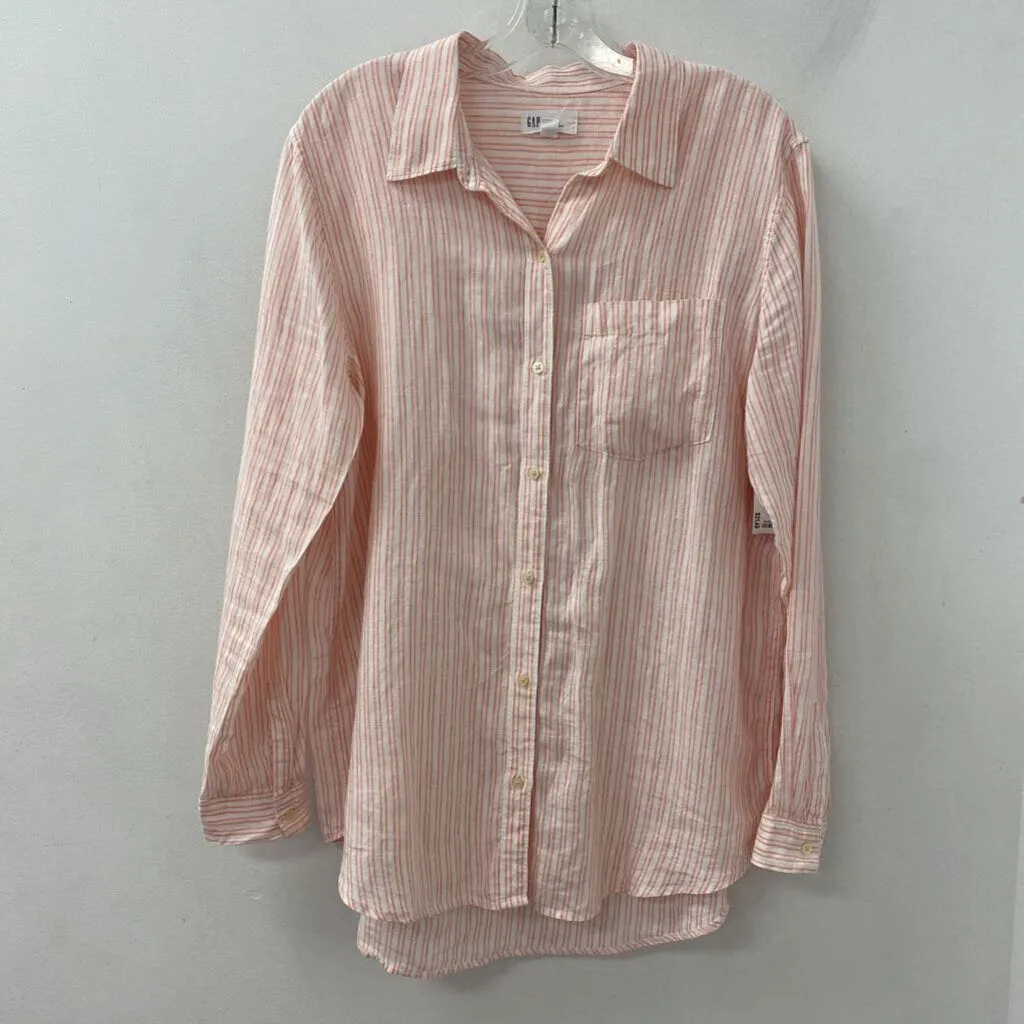 GAP WOMEN'S BLOUSE/SHIRT pink white stripe L sold by The Comeback