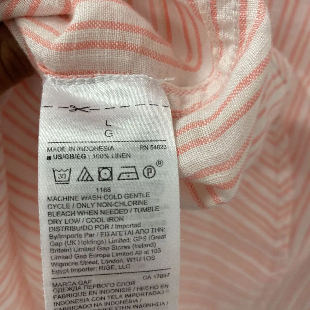 GAP WOMEN'S BLOUSE/SHIRT pink white stripe L sold by The Comeback product image thumbnail 3