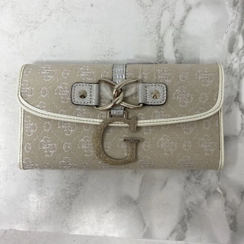 GUESS WOMEN'S WALLET/WRISTLET beige metallic made by Guess