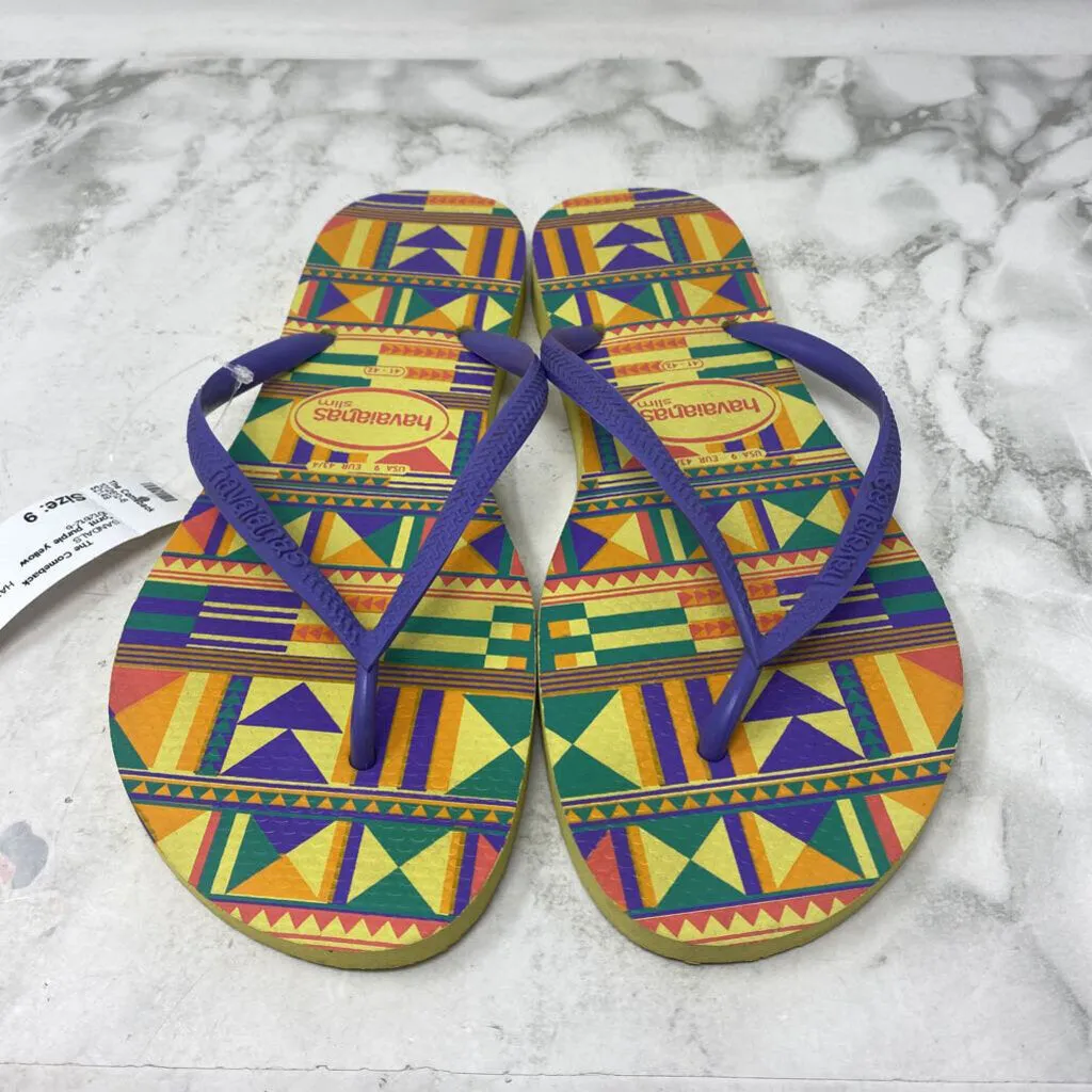 HAVAIANAS WOMEN'S SANDALS purple yellow 9 sold by The Comeback
