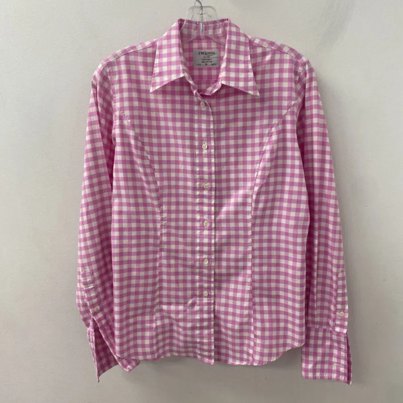 TM LEWIN WOMEN'S BLOUSE/SHIRT pink white 8 made by T.M.Lewin