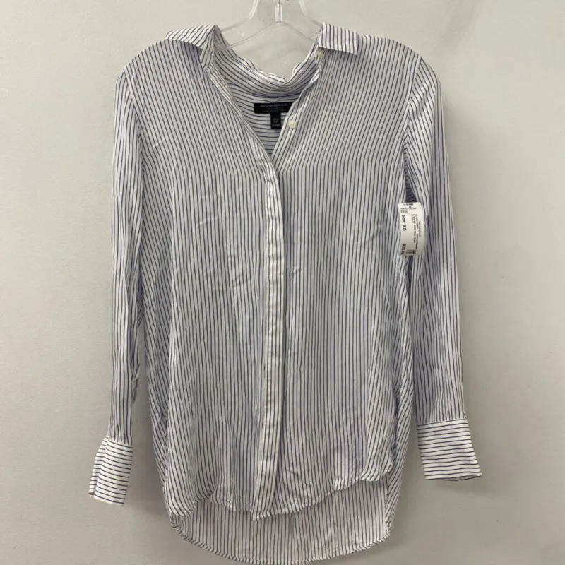 Banana Republic WOMEN'S BLOUSE/SHIRT white navy stripe XS made by Banana Republic