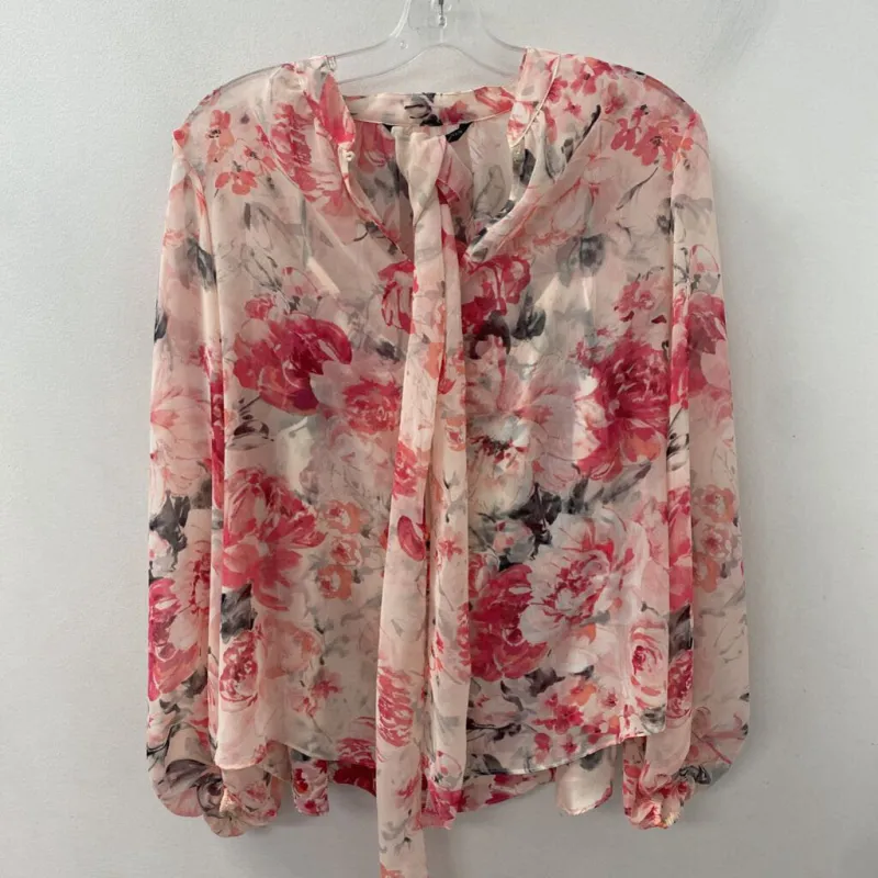 White House Black Market WOMEN'S BLOUSE/SHIRT pink grey floral 8 made by White House Black Market