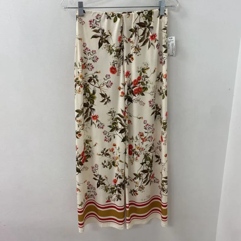 ZARA WOMEN'S PANTS cream pink green S made by Zara