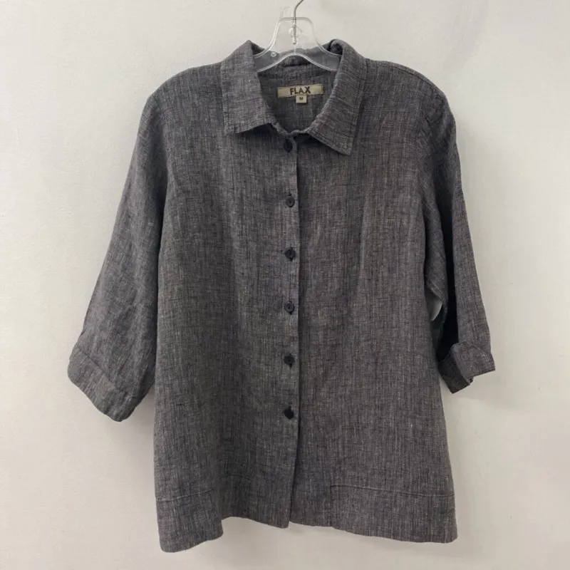 FLAX WOMEN'S BLOUSE/SHIRT black mix M made by Flax