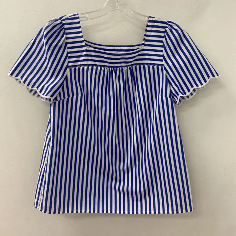 TALBOTS WOMEN'S BLOUSE/SHIRT blue white stripe SP made by Talbots