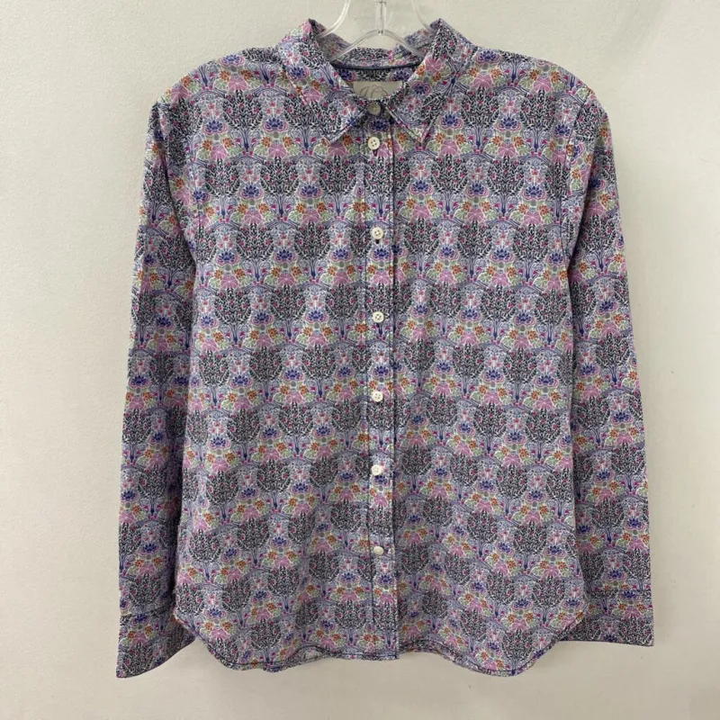J CREW WOMEN'S BLOUSE/SHIRT white lilac pink multi floral 8 made by J. Crew