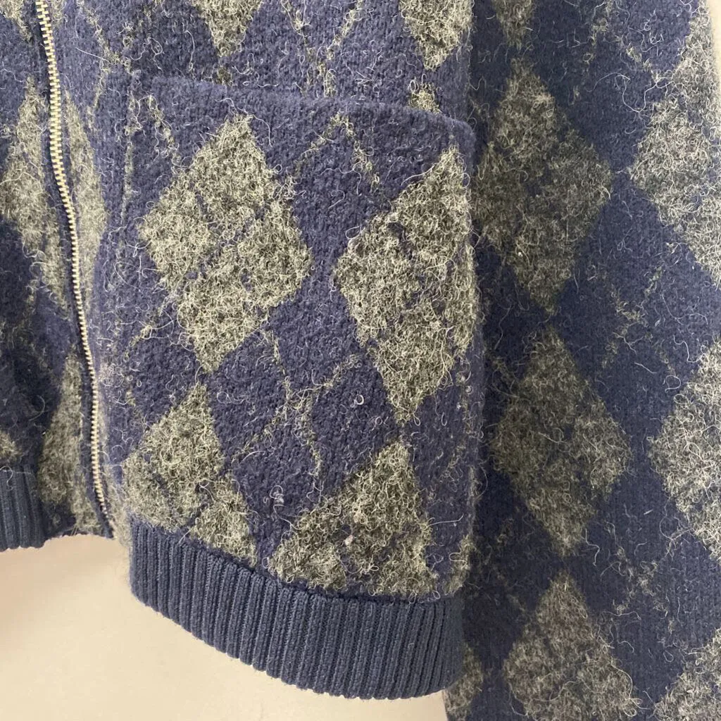 ZARA WOMEN'S CARDIGAN navy grey argyle M sold by The Comeback product image thumbnail 2