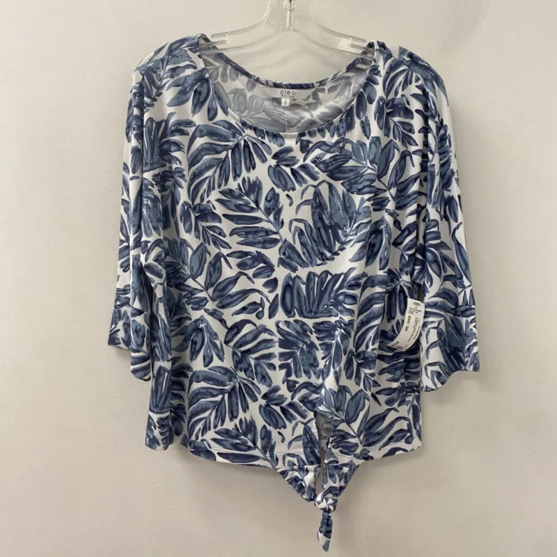 CLEO WOMEN'S TOP white blue floral SP made by Cleo