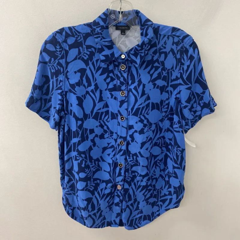 TALBOTS WOMEN'S BLOUSE/SHIRT blue floral S made by Talbots