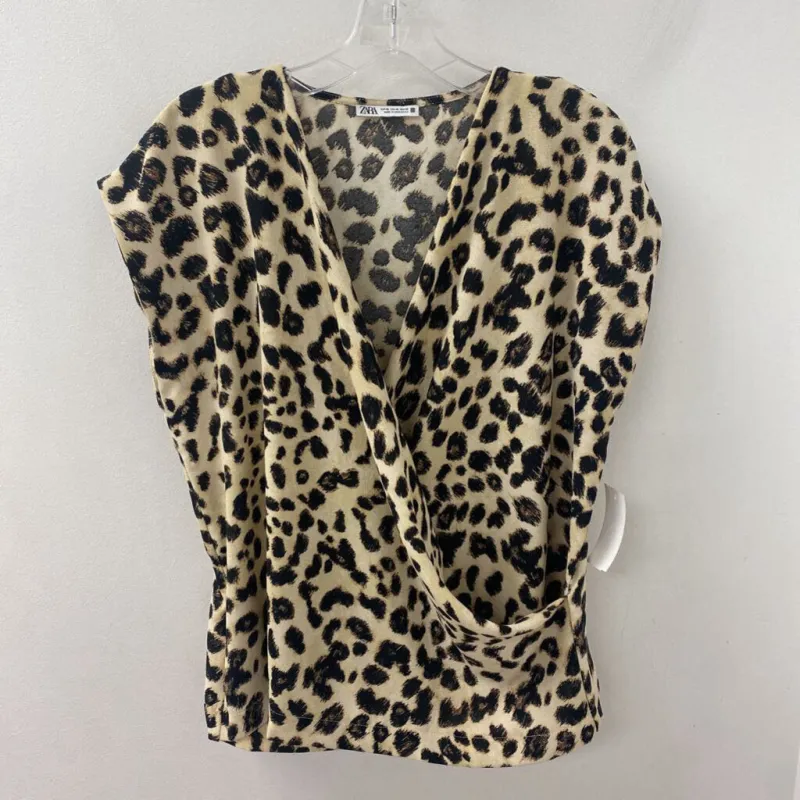ZARA WOMEN'S TOP beige brown XL made by Zara