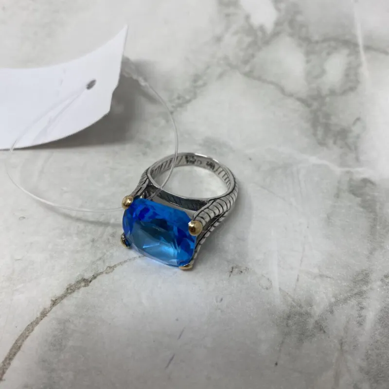 925 WOMEN'S RING silver blue 6.5 made by The Comeback