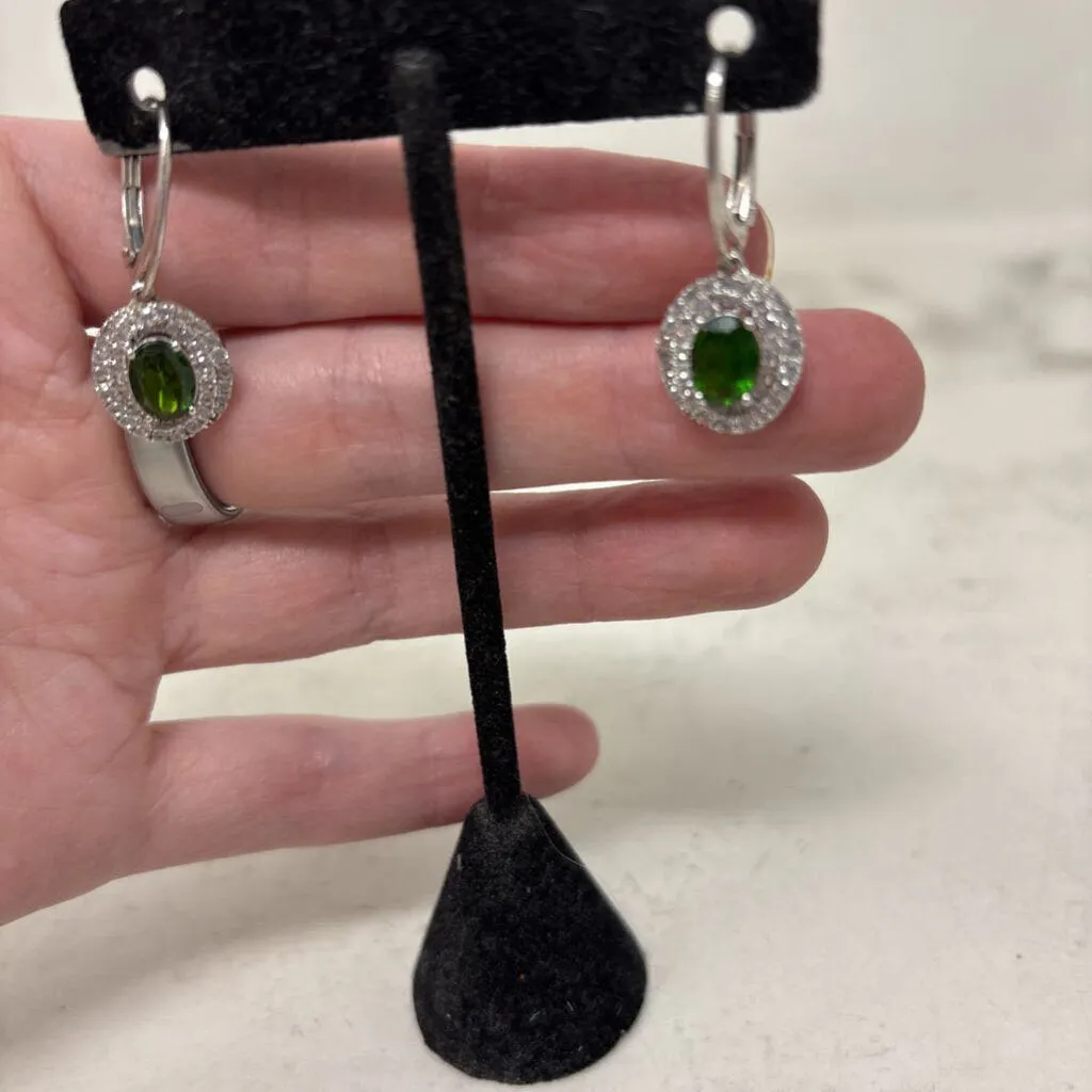 925 WOMEN'S EARRINGS green clear silver sold by The Comeback product image thumbnail 3